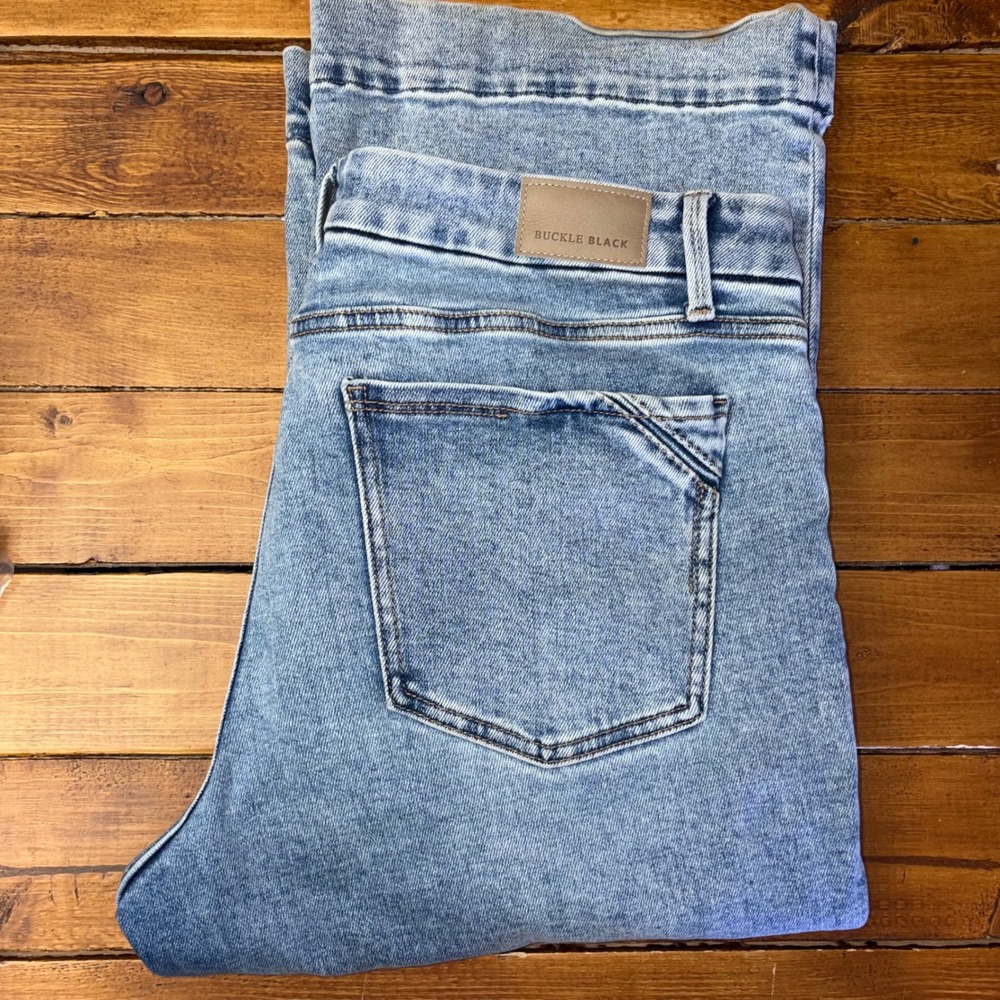 Buckle Black Trouser Jeans Women 32x34 (36x34) Blue Shaping Smoothing Stretch 53